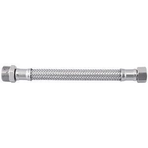 Tubo flessibile Tubi flex con rivestimento in acciaio inox e raccordi di collegamento.