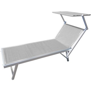 Lettino prendisole grigio con parasole per giardino e terrazza, acquista online.