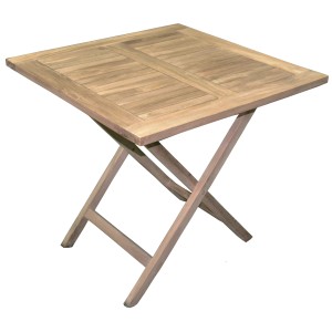 Tavolo da giardino quadrato pieghevole in legno.