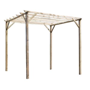 Carport/Tettoie per auto in legno con tetto aperto, finitura naturale.
