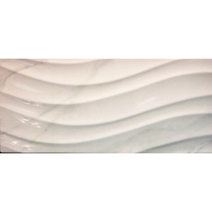 Piastrella da rivestimento bianca con motivo a onde per bagno e cucina.