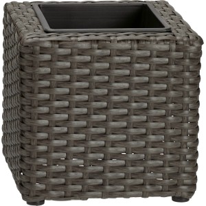 Vaso di fiori antracite (17x17 cm) effetto rattan per interni ed esterni.