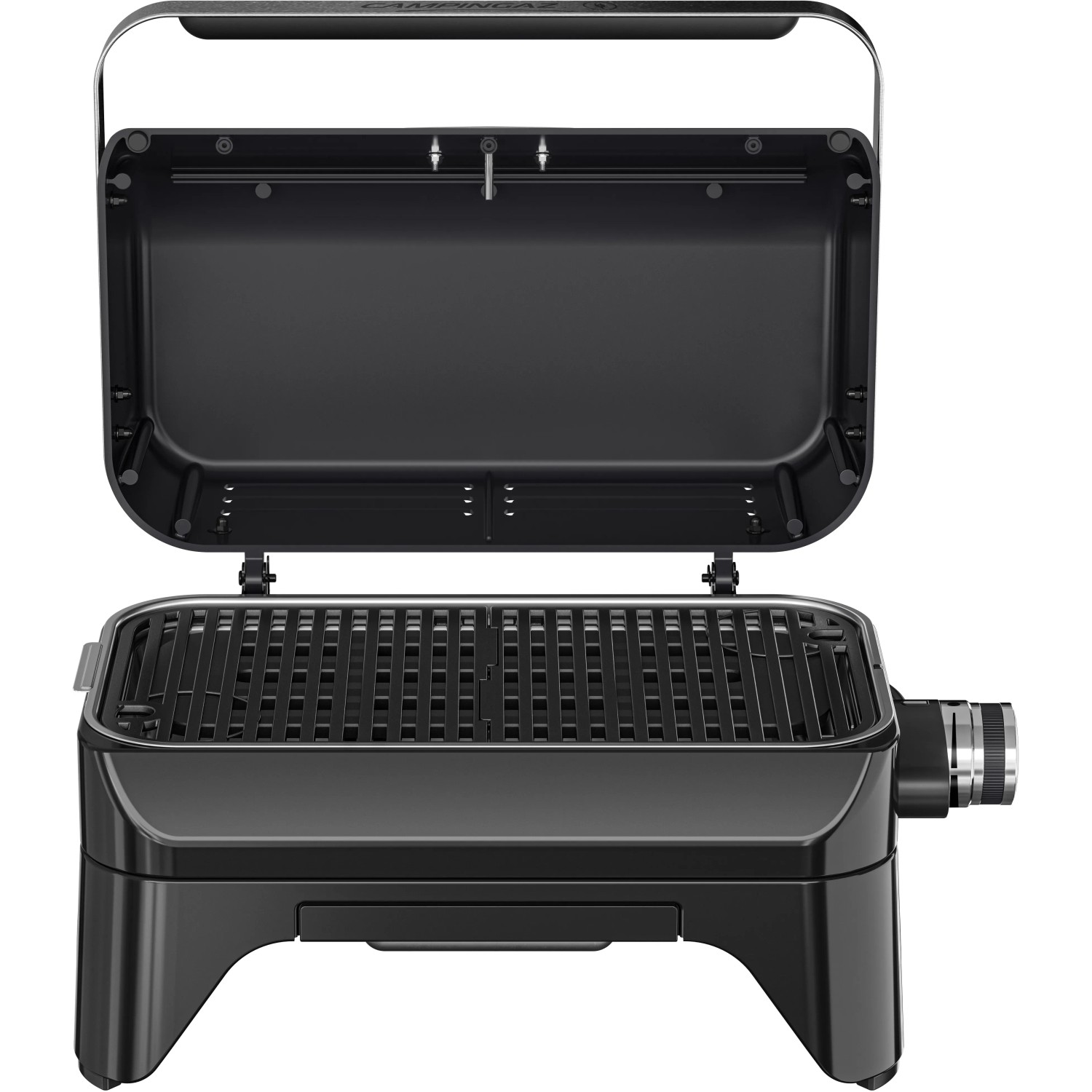 Campingaz Barbecue Elettrico Attitude 2 Go Electric, aperto. Grill elettrico compatto per campeggio e giardino.