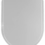 Sedile WC t.b.t. bianco con cerniere cromate, vista dall'alto.