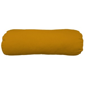 Cuscino cilindrico giallo per divano e letto.