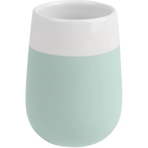 Portaspazzolino in ceramica Malta di Wenko, color menta e bianco.