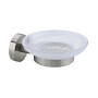 Nie Wieder Bohren Porta sapone Moon con supporto a parete in acciaio inox e vetro satinato.