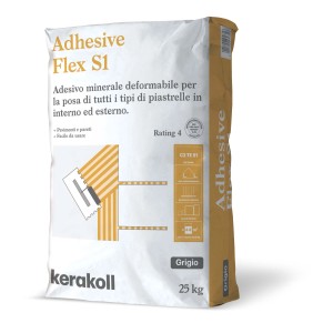 Sacco di colla per piastrelle Flex S1, grigio, 25 kg. Adatto per interni ed esterni.