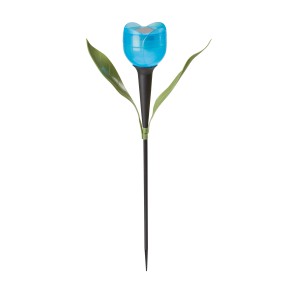Luce solare decorativa a forma di tulipano blu per il giardino.