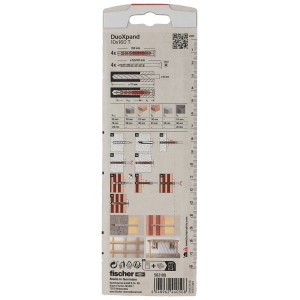 Tasselli Fischer DuoXpand 10x160 mm, confezione da 4. Tasselli a gambo lungo con vite a testa svasata per calcestruzzo e muratura.