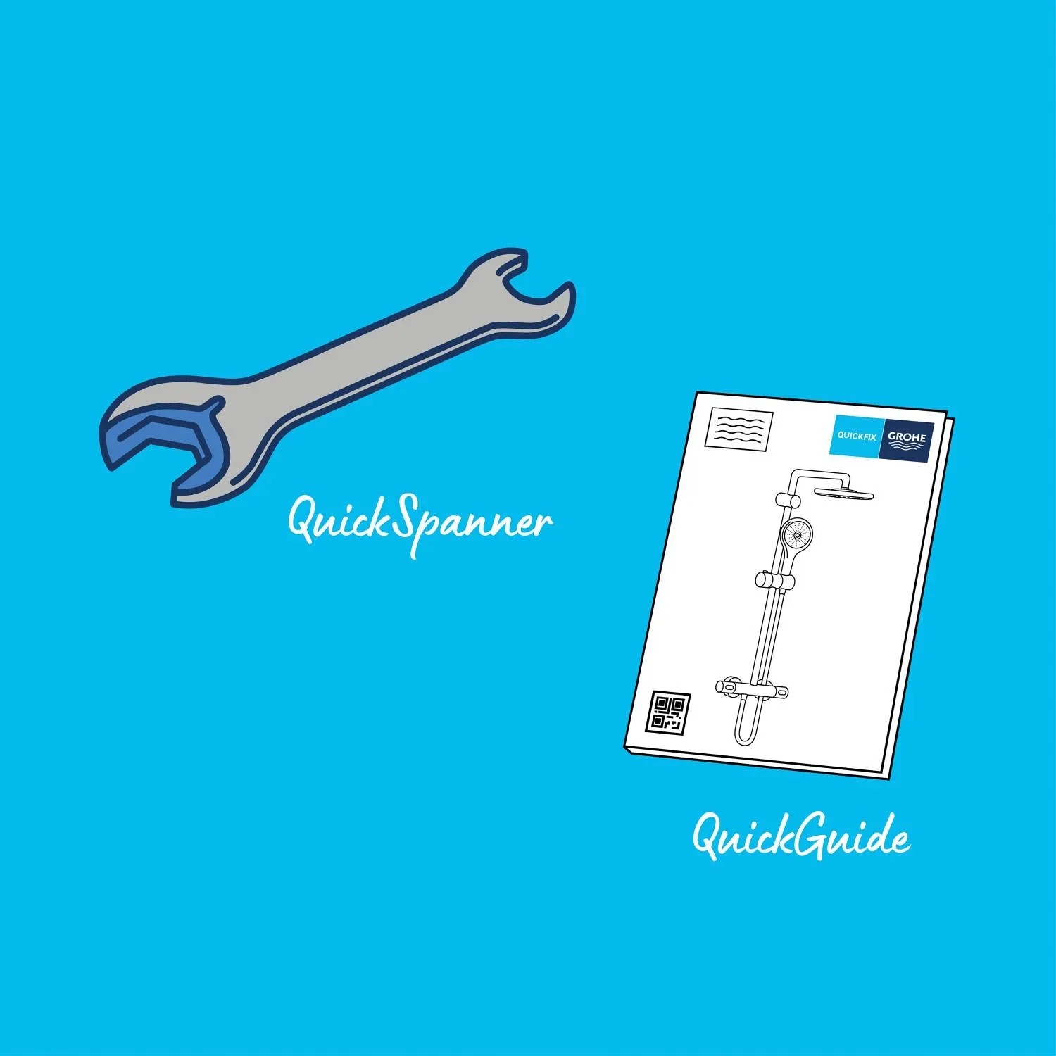 Set doccia Grohe: illustrazione di QuickSpanner e QuickGuide.