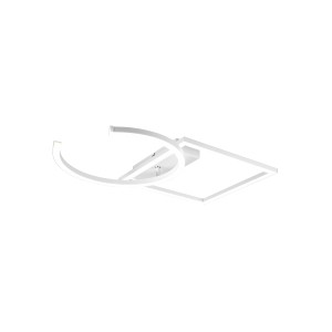 Plafoniera LED moderna t.b.t. con design curvo e squadrato.