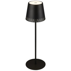 Lampada da tavolo a batteria Brilo nera con perforazione, 2,6W, regolabile in altezza e dimmerabile.