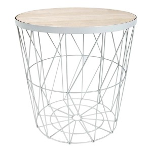 Tavolino contenitore Kaori con top in MDF Ø 38x40 cm bianco