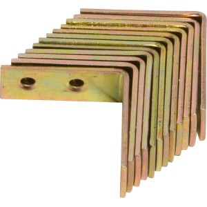 Set di 12 staffe angolari per sedia zincate gialle, 40x40x14 mm, per costruzioni in legno.