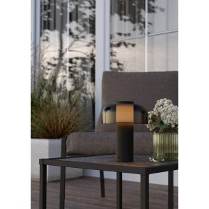 EGLO LED lampada da tavolo a batteria Ponente, nera, dimmerabile, senza fili, H 20cm, per esterni.