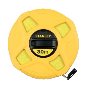 Metro a nastro Stanley giallo da 30 m, uno strumento di misura per misurazioni precise.