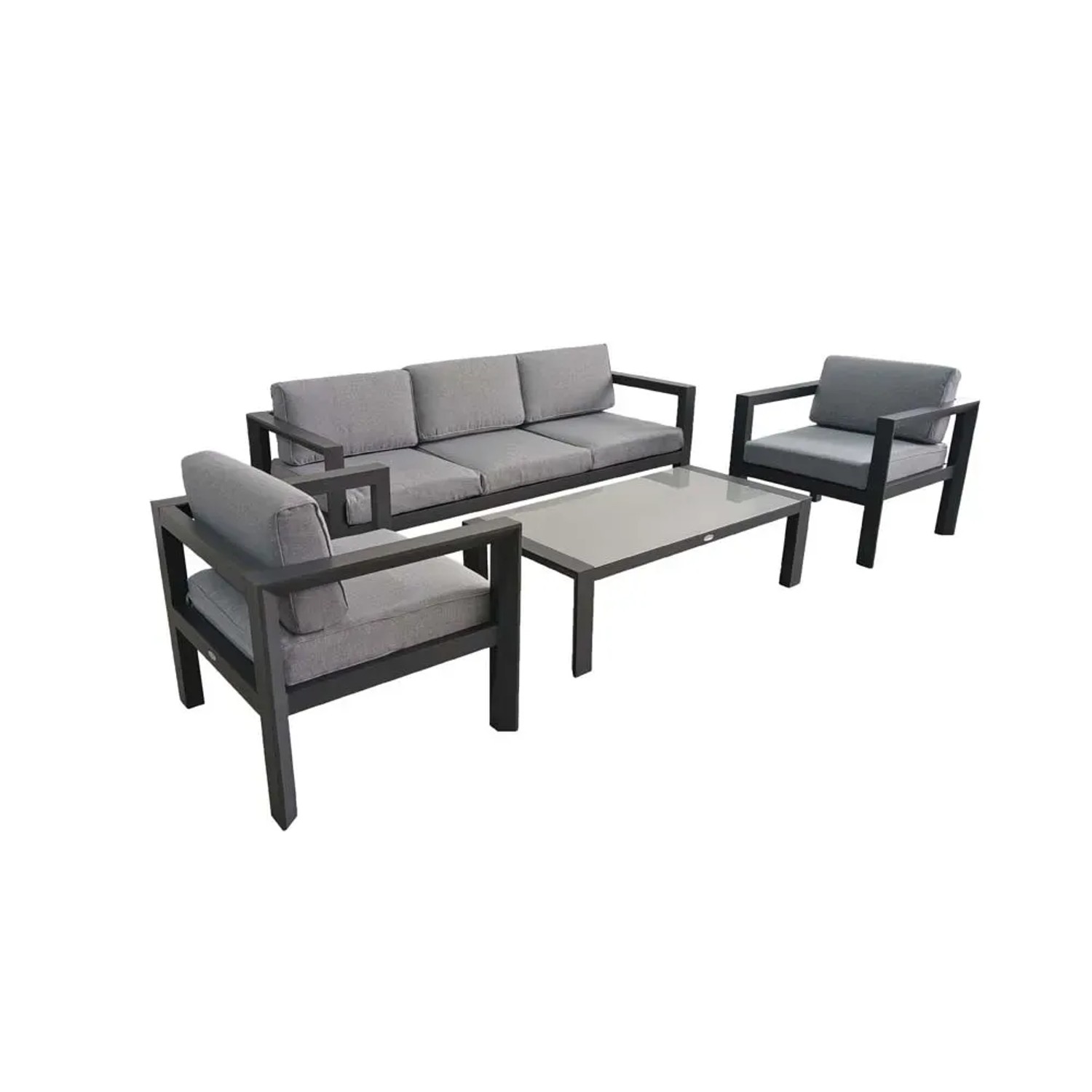 Set di mobili da giardino t.b.t. con divano, poltrone e tavolo.