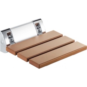 Sedile - sgabello per doccia pieghevole cromo - marrone 30 x 10,7 cm
