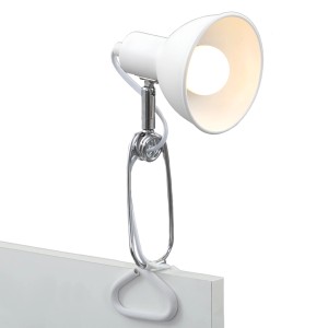 Lampada a pinza bianca Briloner con interruttore a cavo, ideale come luce da lettura.