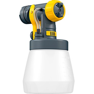 Pistola a spruzzo t.b.t. con contenitore, grigia e gialla.