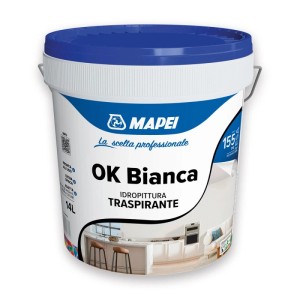 Idropittura traspirante bianca extra-opaca Mapei OK Bianca 14 l