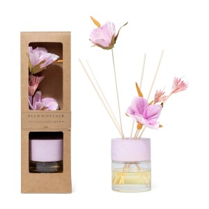 Diffusore di essenza bacchetti fiore Lavander Lilac vetro 100 ml scatola regalo