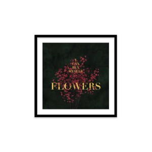 Stampa incorniciata 25x25 cm set fiori - scritta