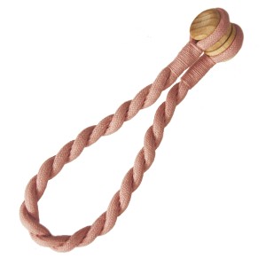 t.b.t. Embrasse per tende in tessuto, corda rosa con bottoni in legno.