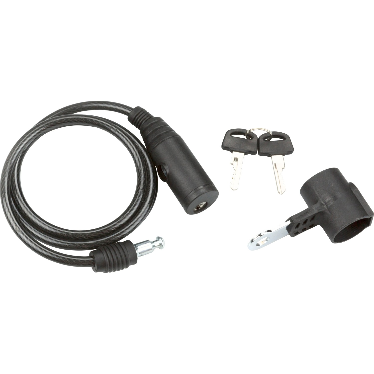 Lucchetto per bici t.b.t. nero con due chiavi e supporto.