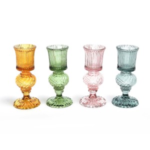 Portacandela in vetro Ø8,5xH18,5cm colori assortiti
