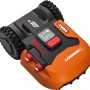 Robot rasaerba Worx Landroid S300, arancione e nero, con display e batteria PowerShare.