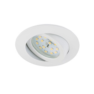 Faretto da incasso a LED bianco orientabile con modulo LED (5,5W) per montaggio a soffitto.
