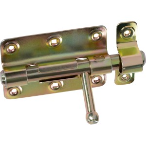 Catenaccio a leva zincato giallo, 100x70mm, per fissare ante di mobili, adatto per uso esterno.