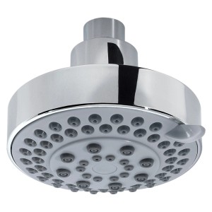 Soffione fisso t.b.t., finitura cromata, con testa doccia e ugelli.