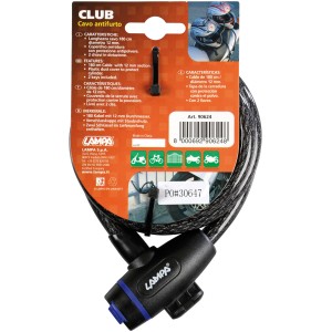 Lucchetto a cavo nero t.b.t., lunghezza 180 cm, per bici e moto.