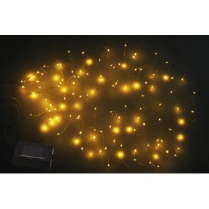 Catena luminosa solare con LED bianco caldo per giardino e balcone.