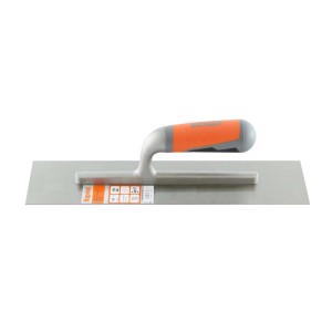 Cazzuola lisciante per muratura e piastrellatura con manico arancio-grigio.