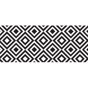 Tappeto da cucina Zerbini con motivo grafico a rombi in bianco e nero.
