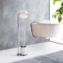 Porta carta igienica freestanding con scopino, cromo