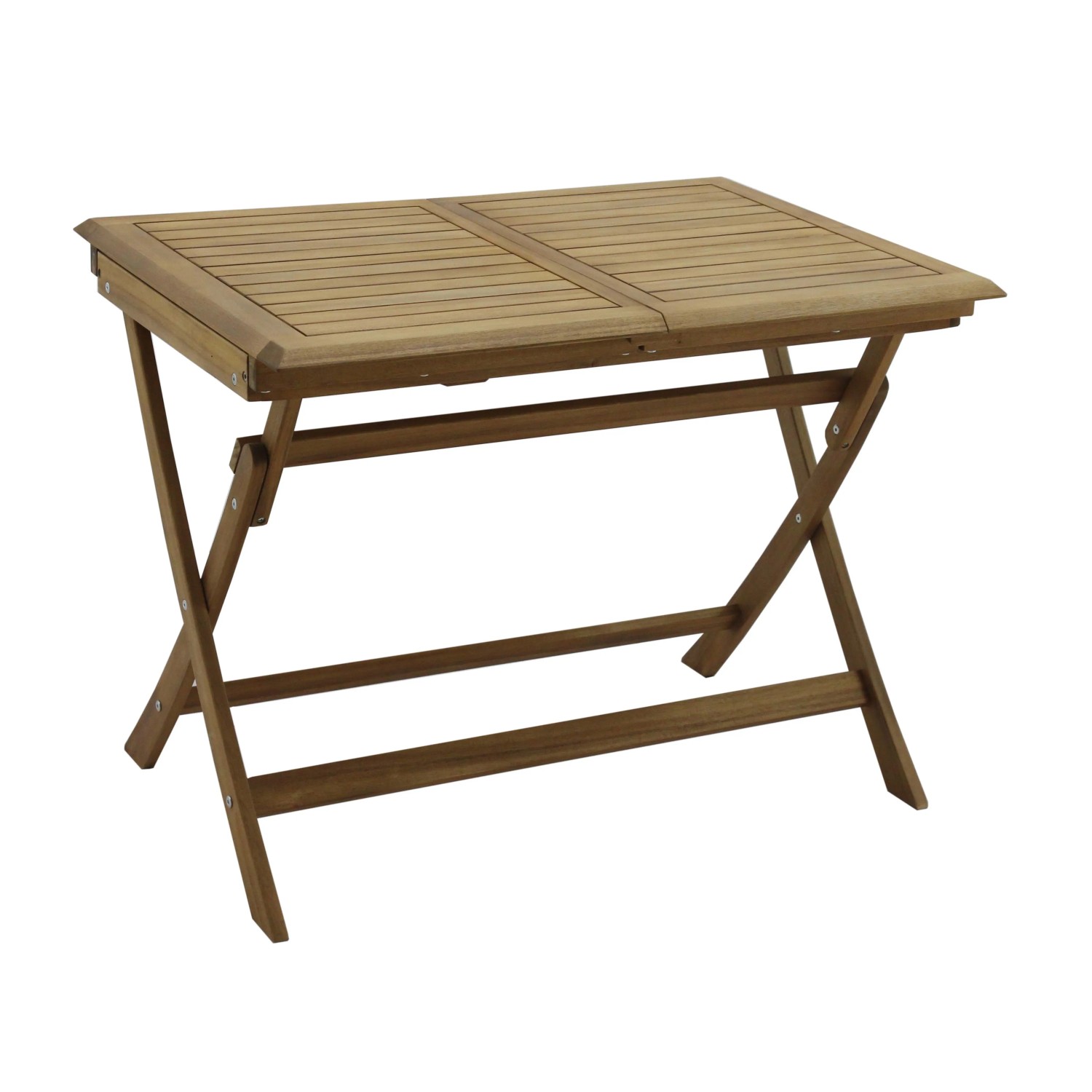 Tavolo da giardino pieghevole in legno, ideale per piccoli balconi e terrazzi.