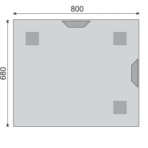Disegno tecnico di uno specchio da parete (t.b.t.) con dimensioni.