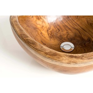 t.b.t. Lavabo d'appoggio in legno con vasca rotonda e scarico cromato