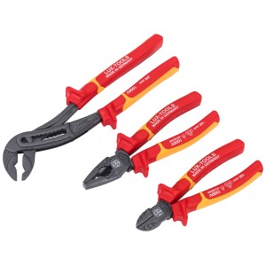 Set 3 pinze LUX 1000V Comfort: pinza combinata, tronchese laterale, pinza a pappagallo.