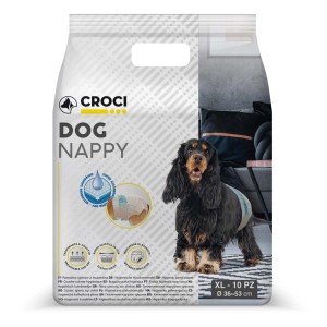 Confezione di pannolini per cani Croci, taglia XL, per circonferenza vita 36-53 cm.