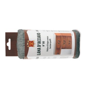 Lana d'acciaio t.b.t. per trattamento legno, per pulire e lucidare superfici in legno.