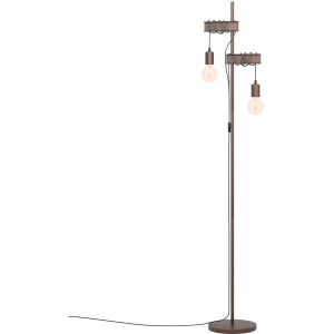 Lampada da terra Eglo Townshend 4, 2 luci, nero-marrone anticato, design vintage per zona living.