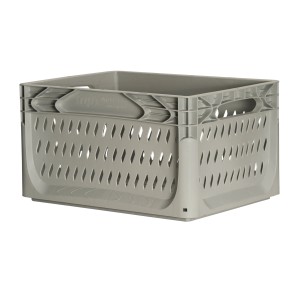 Contenitore t.b.t. grigio / scatola di immagazzinaggio in plastica con maniglie e motivo a fori.