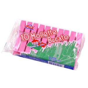 Confezione di mollette rosa per la sistemazione della cucina.