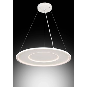 Moderna lampada a sospensione a LED rotonda in bianco per un'illuminazione elegante.